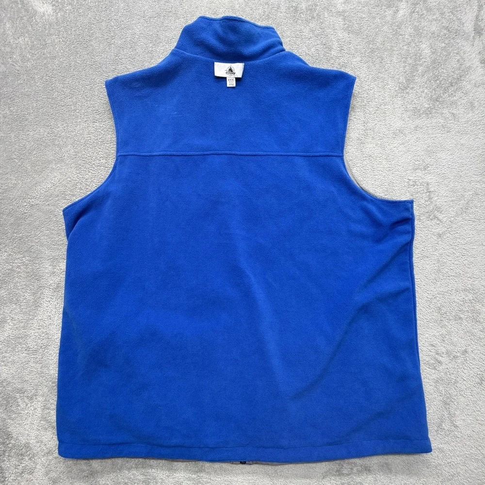Disney Vest Mens 3XL Blue Reversible Hooded Fleece Lined Full Zip Pockets